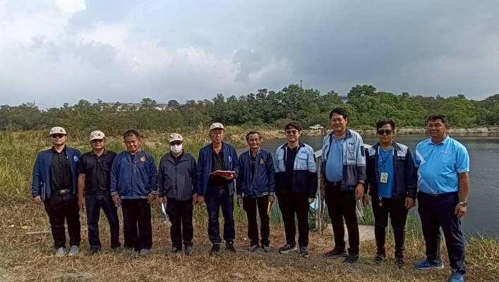 สทน.6 ลงพื้นที่ร่วมกับเจ้าหน้าที่ บริษัท ดับบลิวเอชเอ อินดัสเตรียล ดีเวลลอปเมนท์ จำกัด (มหาชน) โดยตรวจสอบสถานที่ใช้น้ำ - แหล่งน้ำ จุดสูบน้ำ Pond 3บริเวณแหล่งน้ำห้วยปราบ หมู่ที่ 6 ตำบลบ่อวิน อำเภอศรีราชา จังหวัดชลบุรี