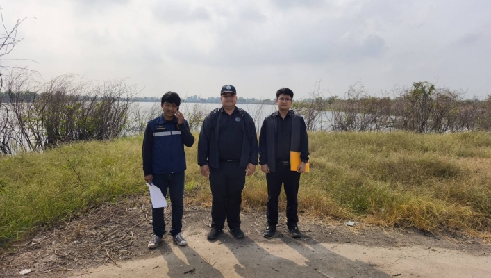 สทน.6 เข้าดำเนินการสำรวจความเหมาะสม โครงการปรับปรุงเพิ่มประสิทธิภาพแหล่งน้ำบึงเกาะกุ้ง พร้อมระบบกระจายน้ำ หมู่ที่ 10,11,13 ตำบลศีรษะกระบือ อำเภอองครักษ์ จังหวัดนครนายก