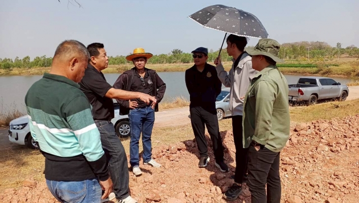 ทส. ทน. สทน.11 ส่วนสำรวจและออกแบบ ลงพื้นที่ตรวจติดตามโครงการอนุรักษ์ฟื้นฟูแหล่งน้ำอ่างเก็บน้ำบ่อบักฮุก ช่วง 2 พร้อมระบบกระจายน้ำ ด้วยพลังงานแสงอาทิตย์สนับสนุนเกษตรแปลงใหญ่ข้าว บ้านโนนผักหวาน หมู่ที่ 7 ตำบลจิกดู่ อำเภอหัวตะพาน จังหวัดอำนาจเจริญ