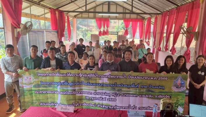 กรมทรัพยากรน้ำ  โดย สำนักงานทรัพยากรน้ำที่ 1 จัดตั้งและให้ความรู้กลุ่มผู้ใช้น้ำ โครงการอนุรักษ์ฟื้นฟูแหล่งน้ำพร้อมระบบกระจายน้ำสนับสนุนพื้นที่ คทช. บ้านแม่หลุ