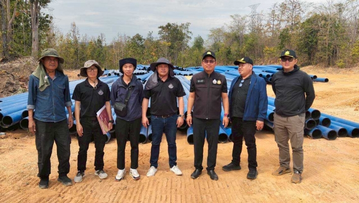 กรมทรัพยากรน้ำ โดย สำนักงานทรัพยากรน้ำที่ 1 ลงพื้นที่เร่งรัด/ติดตาม  โครงการก่อสร้างทำนบดินพร้อมระบบกระจายน้ำลำห้วยแม่ออน