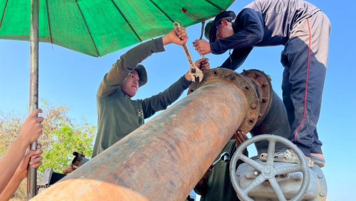 สทน.9 ติดตั้งเครื่องสูบน้ำ ขนาด 12 นิ้ว จำนวน 1 เครื่อง ณ กองพันซ่อมบำรุงที่ 23 กองบัญชาการช่วยรบที่ 3 ค่ายสมเด็จพระเอกาทศรถ