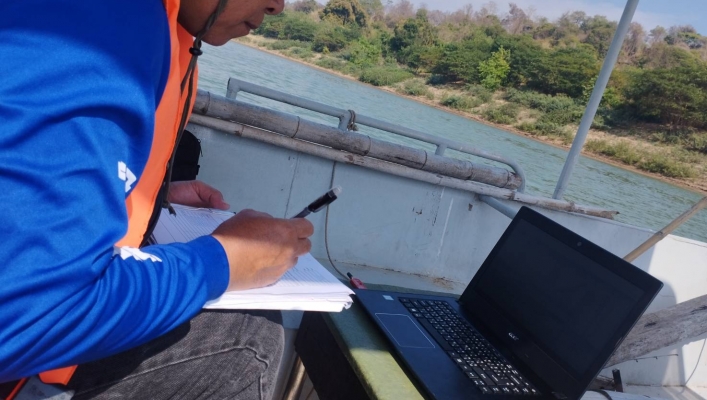 ทส. ทน. สทน.11 ส่วนอุทกวิทยา ตรวจวัดปริมาณน้ำ และตะกอนแม่น้ำโขง อำเภอโขงเจียม จังหวัดอุบลราชธานี