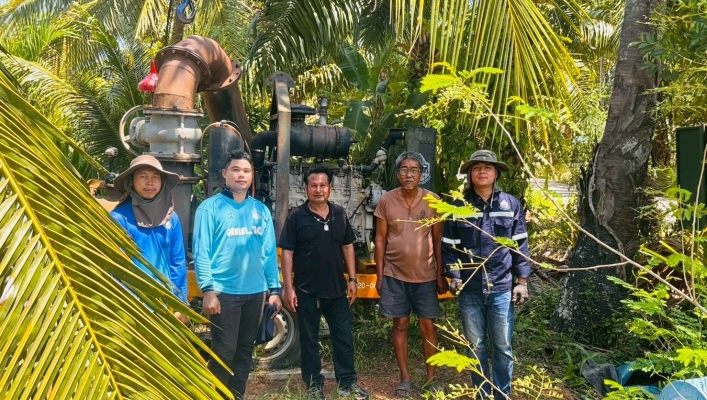 สทน.10 เตรียมพร้อมรับมือภัยแล้ง ปี 69 สนับสนุนเครื่องสูบน้ำพื้นที่อำเภอพุนพิน จังหวัดสุราษฎร์ธานี