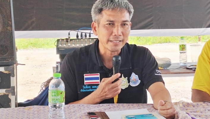 สทน.10 จัดโครงการ การบริหารจัดการน้ำและดูแลรักษาอย่างมีส่วนร่วมและยั่งยืน (เสริมสร้างความเข้มแข็งกลุ่มผู้ใช้น้ำ/เครือข่ายเดิม) โครงการก่อสร้างแหล่งน้ำพร้อมระบบกระจายน้ำสนับสนุนพื้นที่ คทช. (แปลงรวมชัยบุรีปาล์มทอง จำกัด)