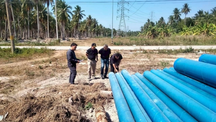 สทน.7 ลงพื้นที่ตรวจติดตามการดำเนินงานโครงการก่อสร้างระบบกระจายน้ำอ่างเก็บน้ำเขาปอ จังหวัดประจวบคีรีขันธ์