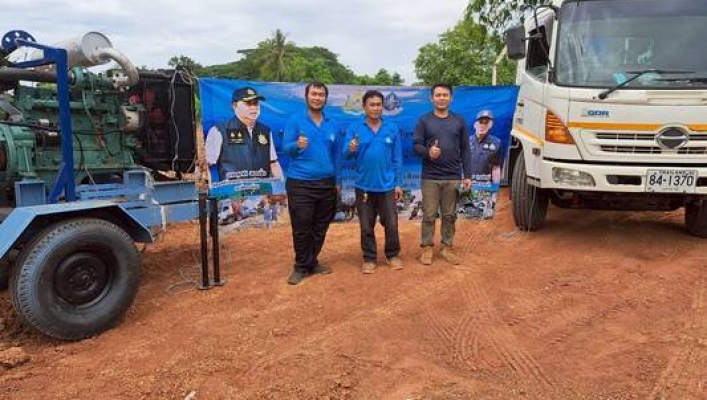 สทน.3 ดำเนินการติดตั้งเครื่องสูบน้ำ ขนาด 12 นิ้ว จำนวน 1 เครื่อง เพื่อเตรียมความพร้อมให้การช่วยเหลือน้ำท่วมบริเวณน้ำห้วยต้าย