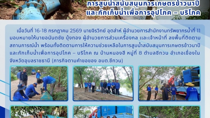 ทส. ทน. สทน.11  ส่วนเครื่องกล ฝ่าวิกฤตน้ำ ลงพื้นที่ติดตามการสูบน้ำสนับสนุนการเกษตรข้าวนาปีและกักเก็บน้ำเพื่อการอุปโภค – บริโภค