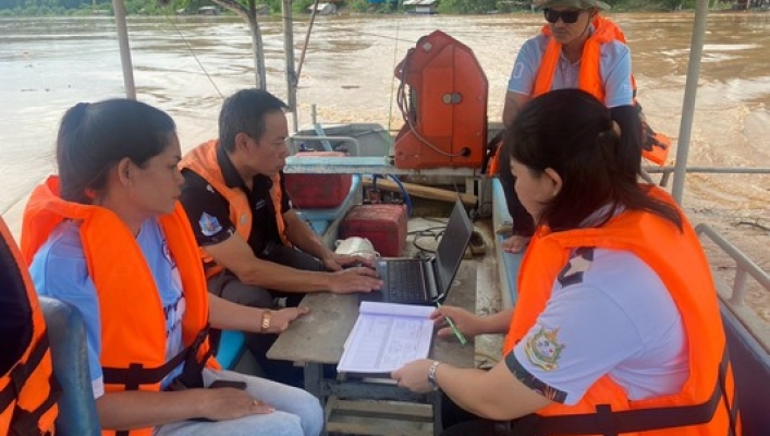 สทน.3 ลงพื้นที่  ปฏิบัติงานสำรวจปริมาณน้ำและการเก็บตัวอย่างตะกอนแขวนลอย ตะกอน ท้องน้ำแม่น้ำโขง ร่วมระหว่างประเทศไทยและสาธารณรัฐประชาธิปไตยประชาชนลาว