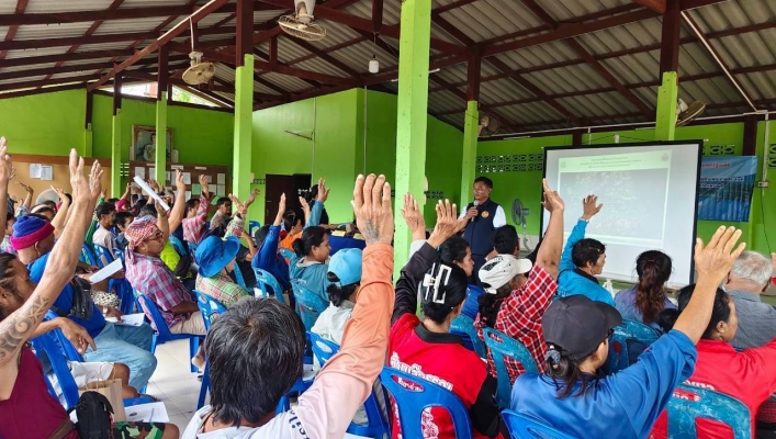 สทน.7 จัดประชุมรับฟังความคิดเห็นของประชาชน สำหรับโครงการอนุรักษ์ฟื้นฟูแหล่งน้ำบ้านเขาอ่างแก้ว สนับสนุนโครงการจัดพัฒนาที่ดินตามพระราชประสงค์ (หนองพลับ-กลัดหลวง) หมู่ที่ 8 ตำบลเขากระปุก อำเภอท่ายาง จังหวัดเพชรบุรี