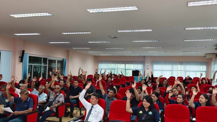 สทน.7 จัดประชุมรับฟังความคิดเห็นของประชาชน สำหรับโครงการก่อสร้างระบบกระจายน้ำภายในโรงเรียนวิทยาศาสตร์จุฬาภรณราชวิทยาลัยสนับสนุนน้ำเพื่ออุปโภคบริโภค หมู่ที่ 8 ตำบลเขาใหญ่ อำเภอชะอำ จังหวัดเพชรบุรี