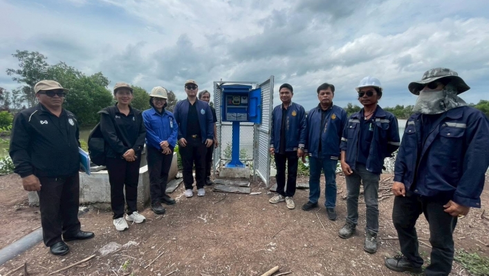 สทน.6  ลงพื้นที่ในการดำเนินการร้อยลวดประทับตราเม็ดตะกั่วกับเครื่องมือวัดปริมาณน้ำของ บริษัท ปราจีนแลนด์ จำกัด