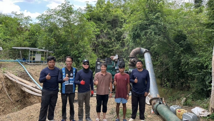 สทน.6 เข้าดำเนินการติดตั้งเครื่องสูบน้ำขนาด 12 นิ้ว จำนวน 1 เครื่อง ในพื้นที่จังหวัดชลบุรี