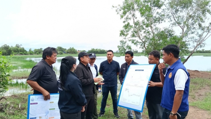 สทน.6 ลงพื้นที่ติดตามโครงการอนุรักษ์ฟื้นฟูแหล่งน้ำหนองบัวขอน พร้อมระบบกระจายน้ำ หมู่ที่ 7 ตำบลปากพลี อำเภอปากพลี จังหวัดนครนายก