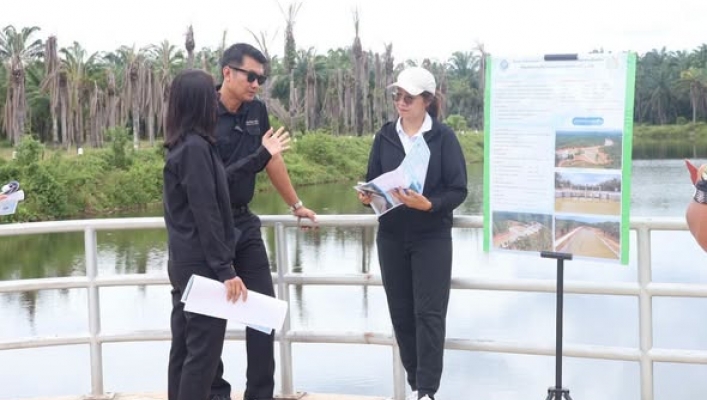 สทน.10 ลงพื้นที่ติดตามและประเมินผล โครงการพัฒนาแหล่งน้ำเก็บกักน้ำฝายคลองทับเคี่ยม (คลองอินทนิล)